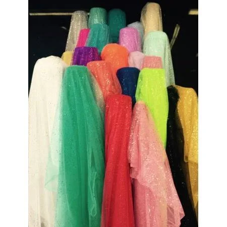 Tablecloth Market 60 inch Wide Glitter Mesh Sequins Tulle Fabric by Yard Craft Decoration Wedding - (Color: White - Yards: 50 Yar