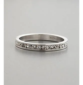 Traditions Sterling Silver Crystal Birthstone Eternity Ring - Women's, Size: 7, White