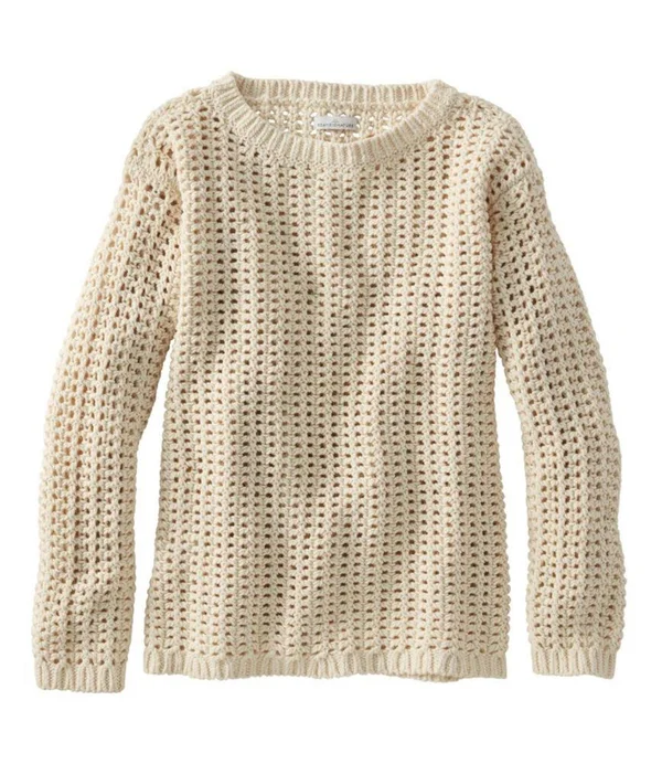 Women's Signature Bailey Island Cotton Sweater Tan Small - L.L.Bean