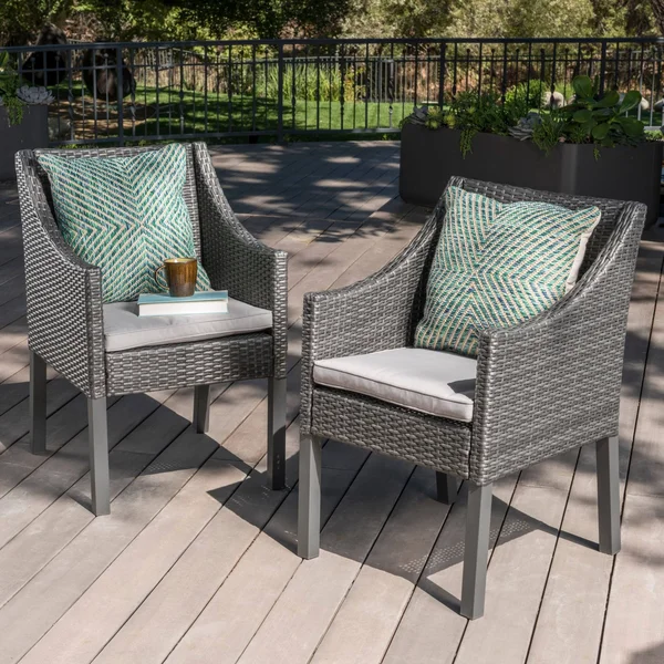 Christopher Knight Home Antibes Outdoor Wicker Dining Chairs with Cushions by - Brown