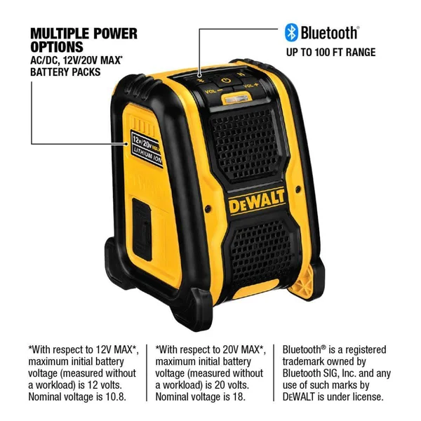 DEWALT - 12 V/ 20 V Max Bluetooth Speaker
