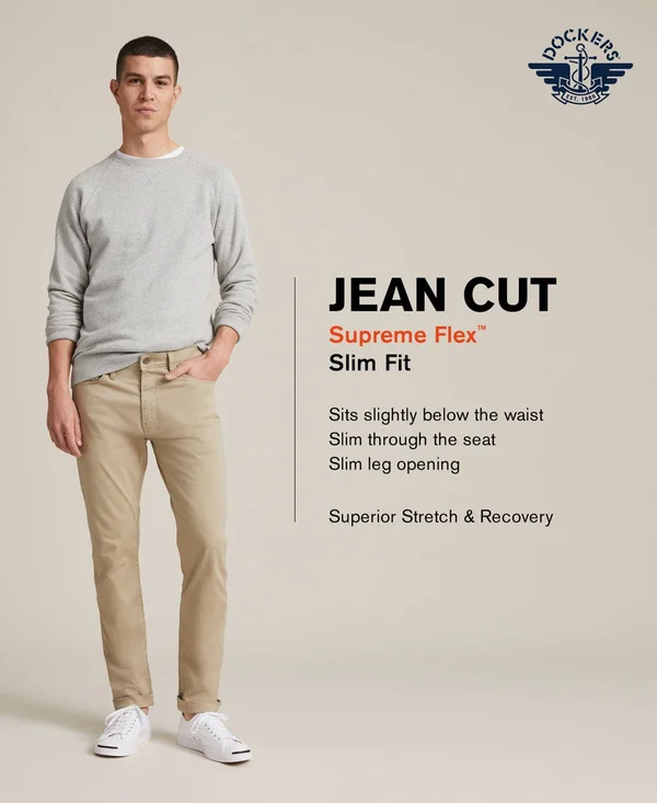 Dockers Men's Jean-Cut Supreme Flex Slim Fit Pants, Created for Macy&s - Maritime Blue - Size 38x32