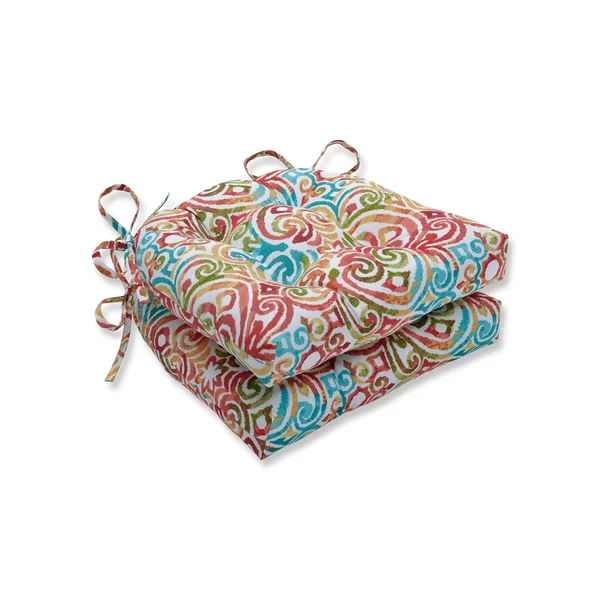 Pillow Perfect - Corinthian Dapple Outdoor Deluxe Tufted Chairpad (Set of 2)