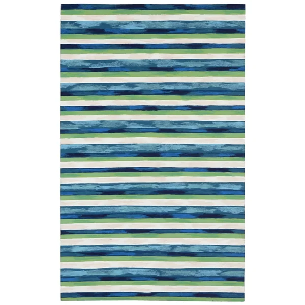 Liora Manne Visions II Painted Stripes Indoor/Outdoor Rug Blue 27x22 x 8&