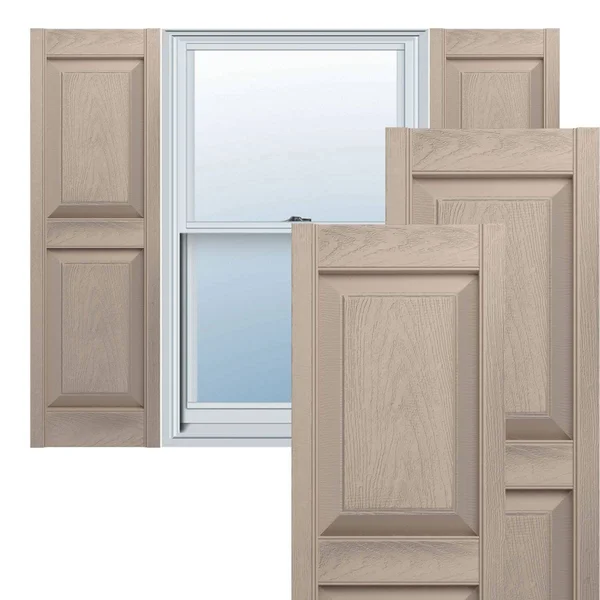 14 3/4x22W x 75x22H Lifetime Vinyl, Standard Two Equal Panels, Raised Panel Shutters, w/Installation Shutter-Lok&s & Matchin