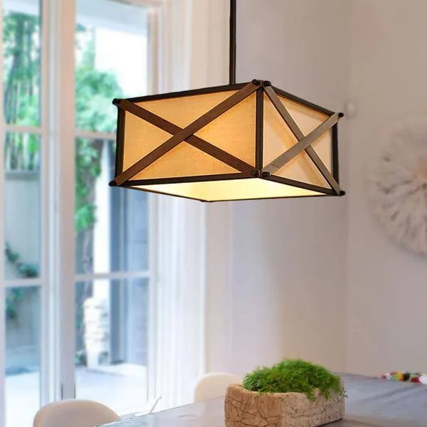 LNC Nezin 16.5 in. 3-Light Bronze Wood Semi-Flush Mount Convertible Pendant A03282