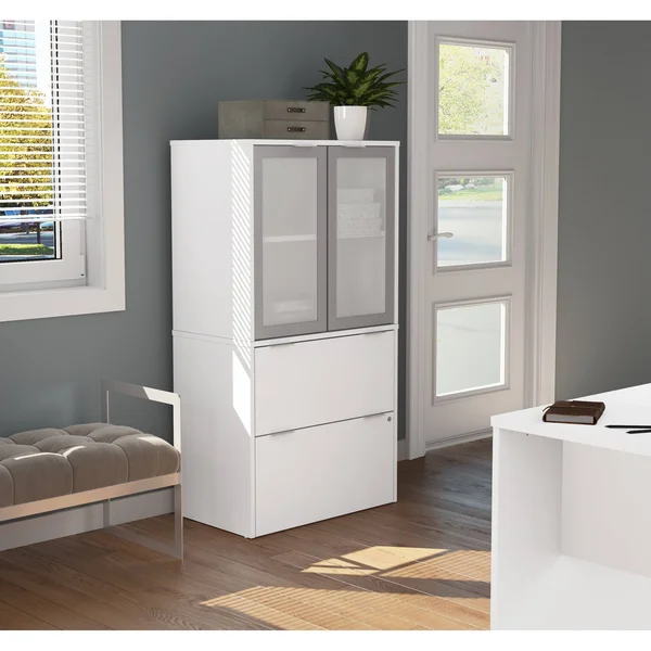 Bestar i3 Plus 2-Drawer Door File Cabinet, White