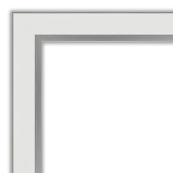 Amanti Art Medium Rectangle Satin White Silver Casual Mirror (23.12 in. H x 45.12 in. W)