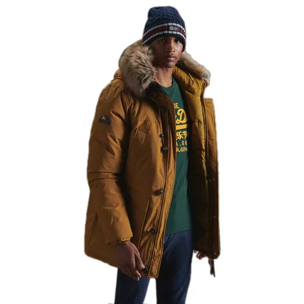Superdry Men's Rookie Down Parka Coat Tan Size: XXXL