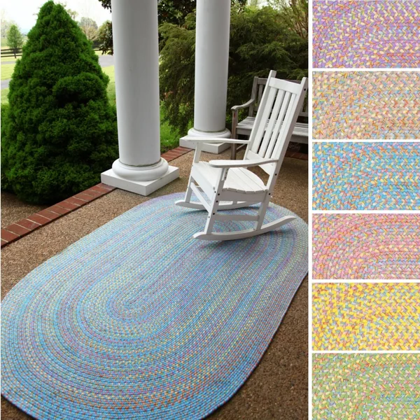 Rhody Rug Playful Indoor/Outdoor Braided Rug - Lime 8& x11& Oval
