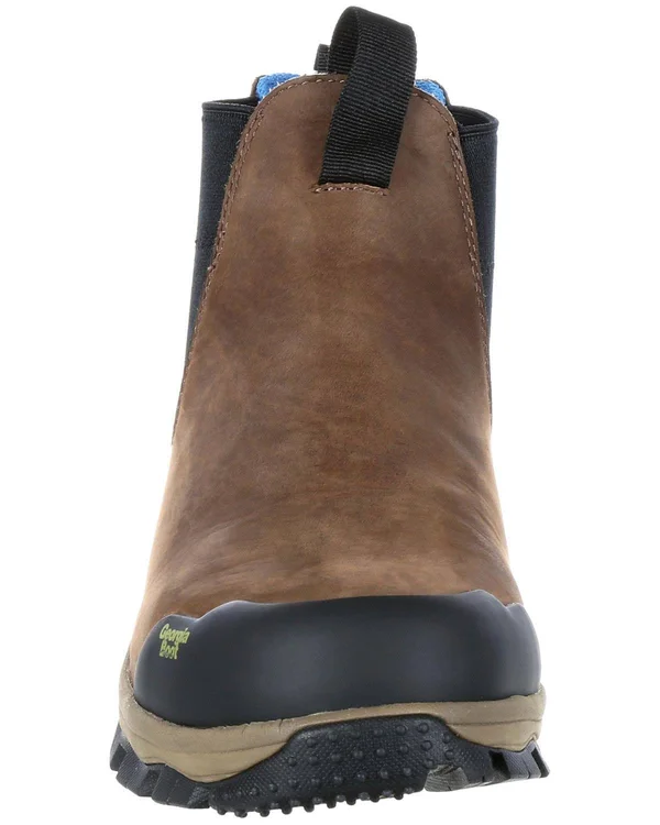 Georgia Boot Men's Blue Collar Chelsea Waterproof Work Romeo Boot - Dark Brown 8.5