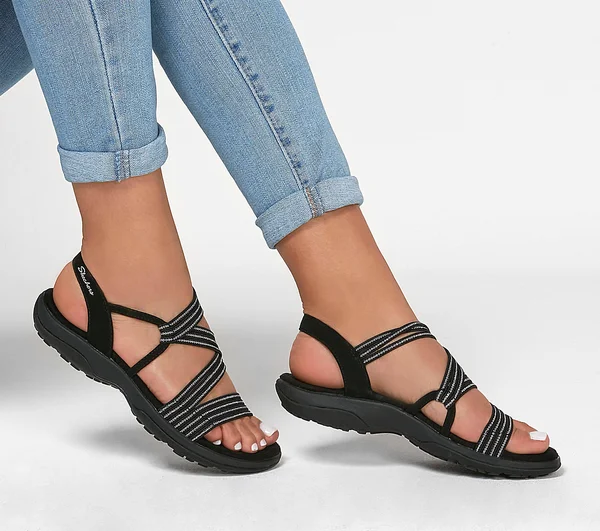 Skechers Reggae Slim - Stretch Slinky Sandals - Black, 5.0