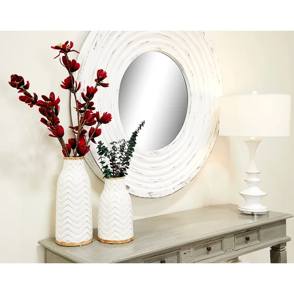 Carson Carrington Tannaker Round Chevron Ceramic Vase