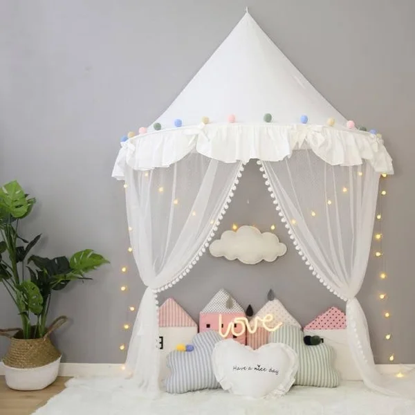 Cotton Foldable Tent Canopy Bed - Curtain Baby Crib Netting - Room Decoration