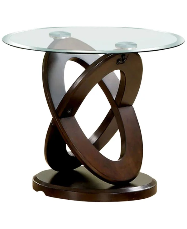Furniture of America Darbunic Glass Top End Table - Dark Brown