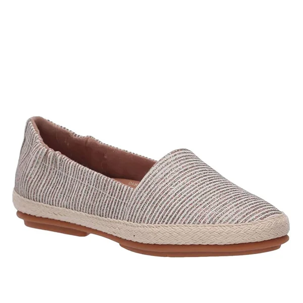 Fitflop Siren Glitter Stripe Espadrille Flat, Stone, 8