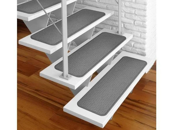 Set of 12 Adhesive Carpet Stair Treads - Gray - 8 in. x 23.5 in.
