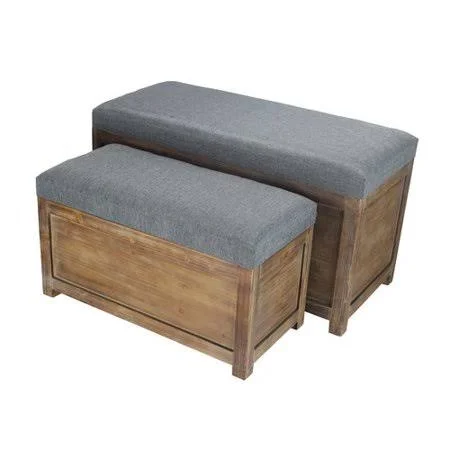 Gracie Oaks Woodrum 2 Piece Wooden Storage Bench Set - Brown