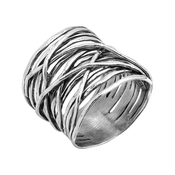 Silpada &Sundried& Criss-Crossed Textured Sterling Silver Ring - Size 6