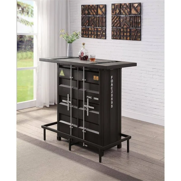 Furniture of America Lionna Contemporary Metal Bar Table in Black