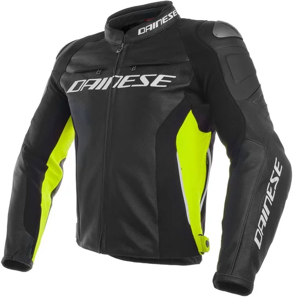 Dainese Racing 3 Leather Jacket Black-Yellow Fluo 54