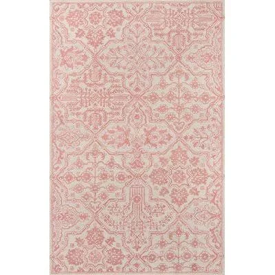 Worreno Handmade Tufted Wool Pink/Ivory Rug