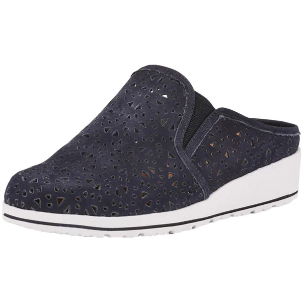 Walking Cradles Freedom Womens Nubuck Comfort Loafer Mule - Navy