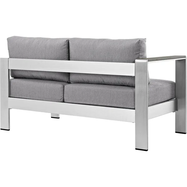Modway Shore Left-arm Corner Sectional Outdoor Patio Aluminum Loveseat - Silver Orange