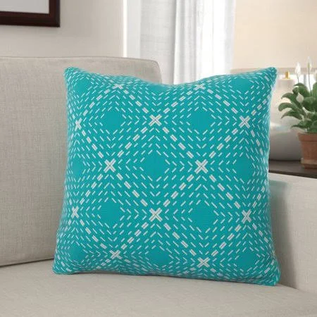Winston Porter Marble Hill Print Throw Pillow - Blue