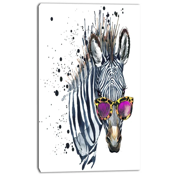 Design Art Animal &Funny Zebra Watercolor& Painting - Blue