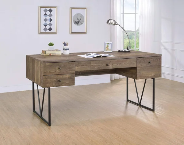 Coaster Analiese Writing Desk in Rustic Oak and Black