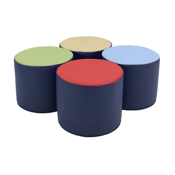 Factory Direct Partners FDP SoftScape 15 inch Round Two-Tone Accent Ottoman for Kids; Modern Children's Furniture, FLEXIBLE, Lig
