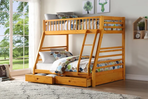 Acme Jason Bunk Bed - Honey Oak, Twin-Over-Full