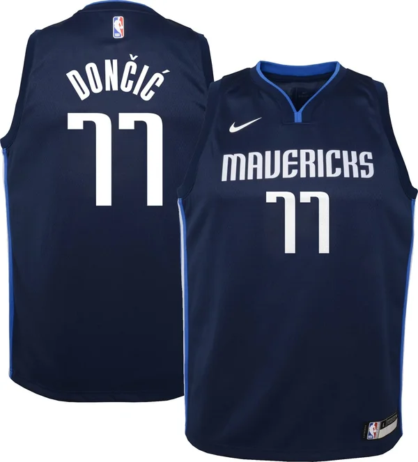 Nike Luka Doncic Dallas Mavericks Youth Navy Team Swingman Jersey - Statement Edition Size: Medium