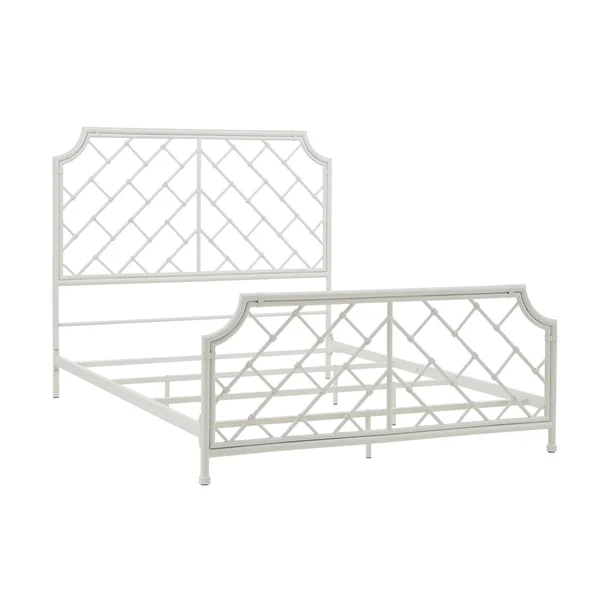 nelle Geometric Mosaic White Metal Queen Bed by Inspire Q Classic