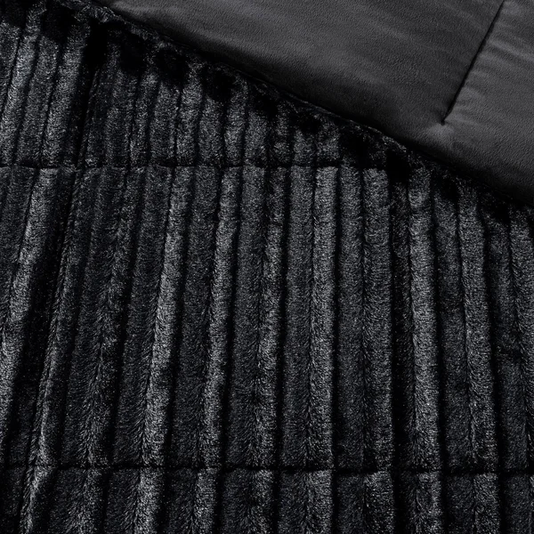 Madison Park Duke Faux Fur Comforter Set - Grey, Full/Queen
