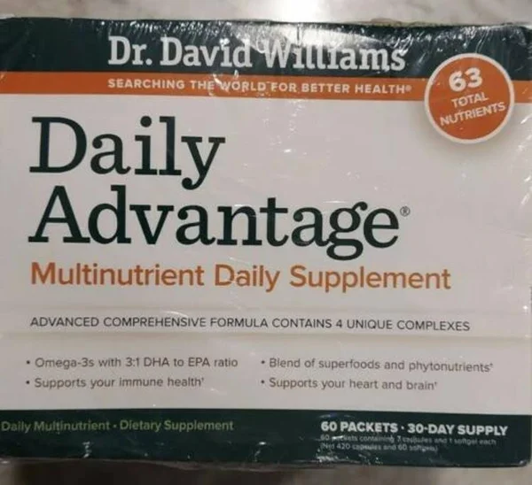 Daily Advantage Supplement Dr David Williams Multivitamin 60 Packet Multinutrien