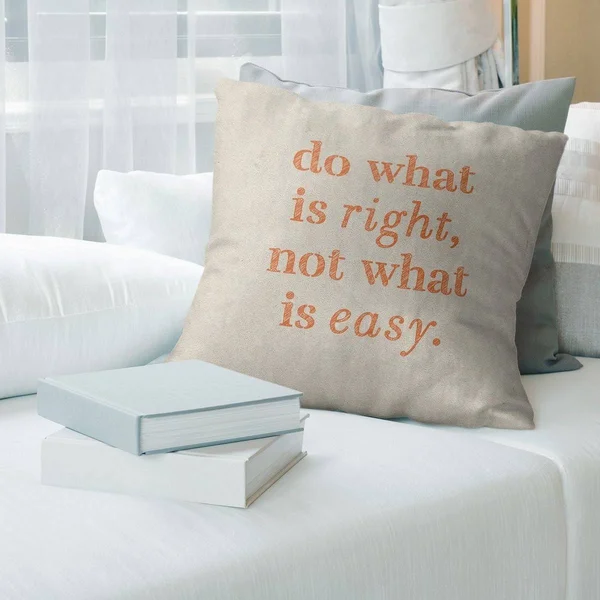 Quotes Handwritten Do What Is Right Quote Pillow (Indoor/Outdoor) - 18 x 18 - Square - Zipper Closure - Large - Polyester