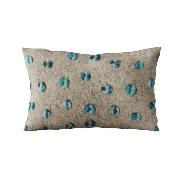 Plutus 18x22 x 18x22 Wool Dot Luxury Throw Pillow in Blue