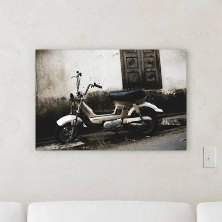 Williston Forge &Scooter& Photographic Print on Canvas - Size: 12x22 H x 36x22 W x 2x22 D, Gray