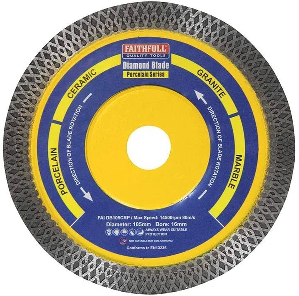 Faithfull FAIDB105CRP Porcelain, Ceramic and Granite Diamond Cutting Blade 105 mm (4 inch)