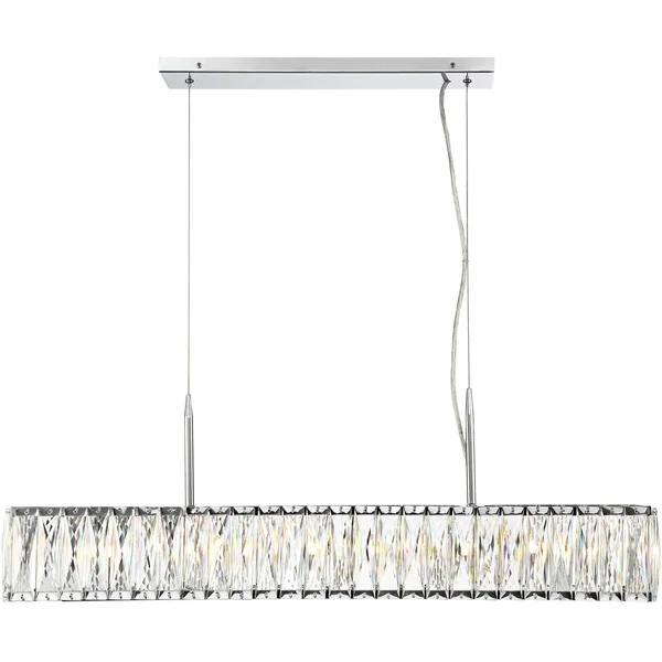 Possini Euro Design Sera 33 1/2x22 Wide Chrome and Crystal 5-Light Island Pendant