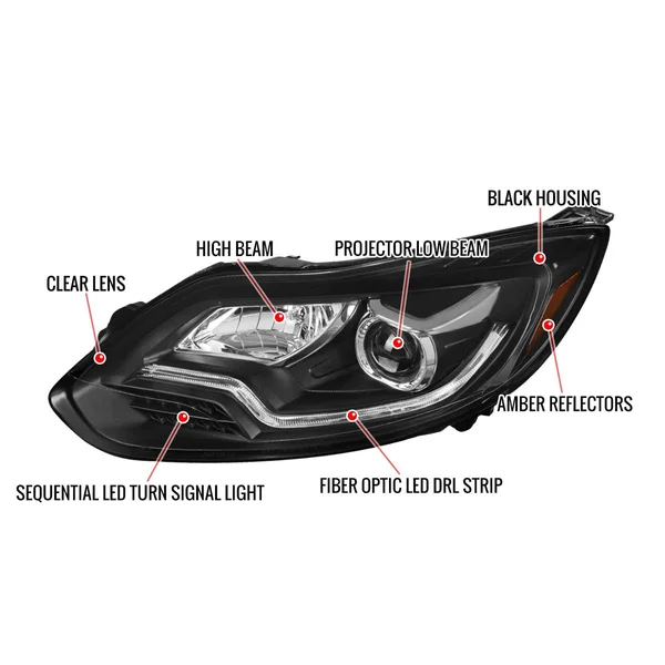 Spec-D Tuning 2Lhp-Foc12Jm-Sq-Oz 12-14 Ford Focus Projector Headlights