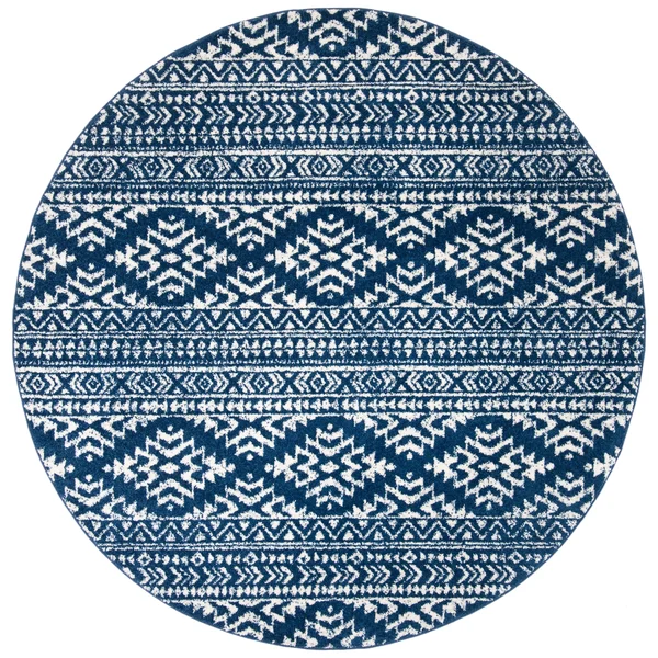 Safavieh Tulum Bora Moroccan Boho Rug - 9& x 9& Square - Ivory/Navy