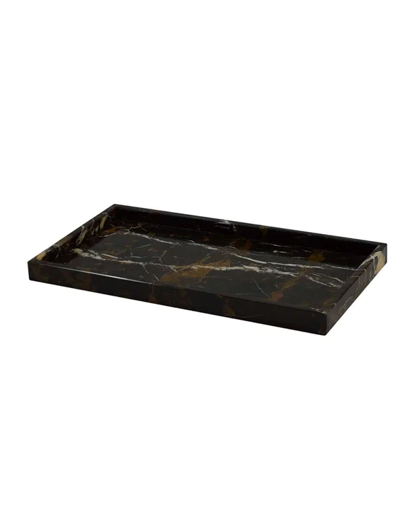 Marble Crafter Myrtus Collection Black & Gold Marble Large Vanity Tray - Bath Accessories & Decor Bathroom & Vanity T