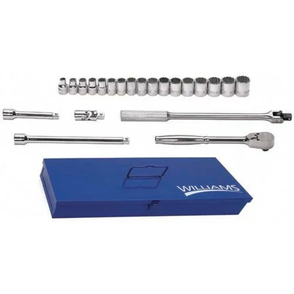 Williams MSS-22F 1/2x22 Drive Socket/Tool Set, 12 Point, 22 Piece