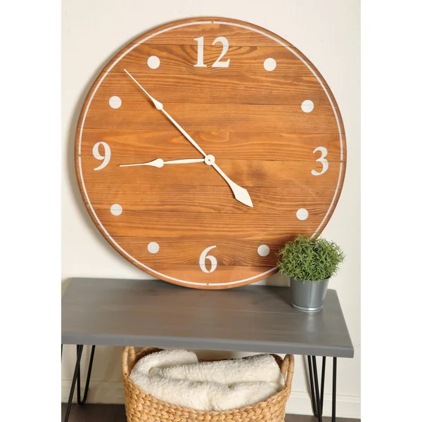 Oversized Light Brown Farmhouse Wall Clock - 30 x 30