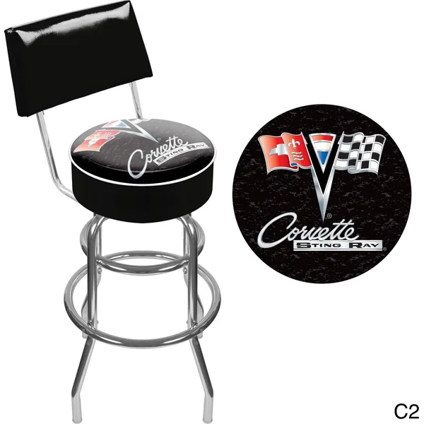 Trademark Corvette C6 Padded Bar Stool with Back