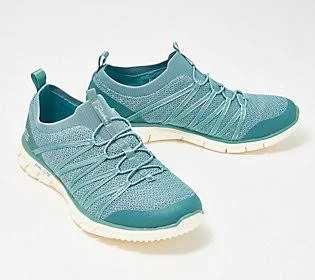 Skechers Stretch-knit Bungee Slip-On Sneakers - Glider Tuneful - Size 6-1/2 Medium, Sage