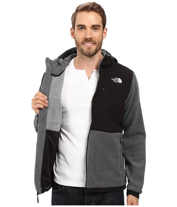 The North Face Men's Denali 2 Hoodie XL, Recycled Charcoal Grey Heather/Black